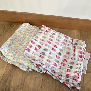 Baby Girls Aden & Anais Cotton Muslin Swaddle Blankets Set 2 Owls‎ Flowers Pink